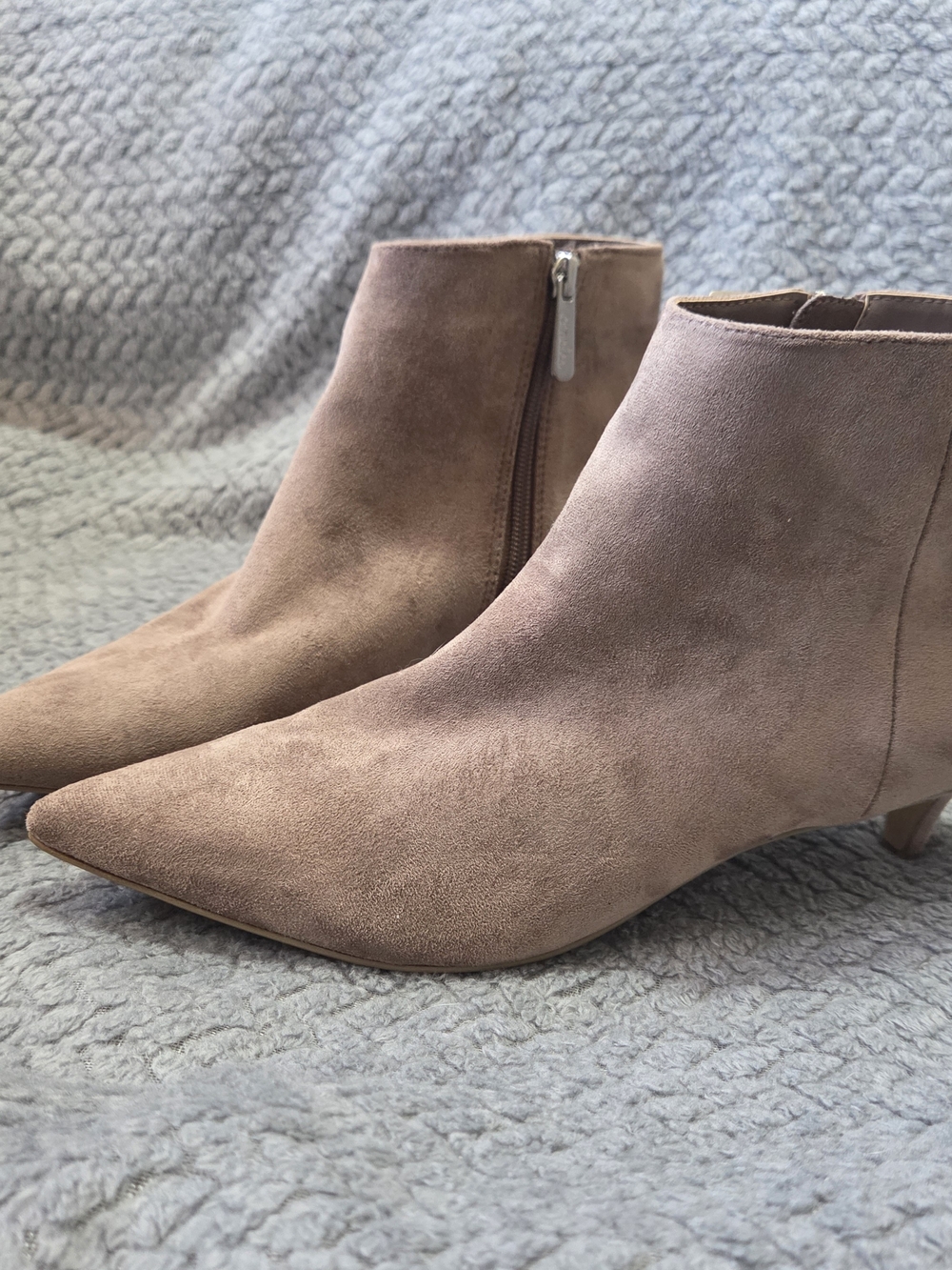 Charles by Charles David Taupe/Mushroom Faux Suede Pointed Toe Ankle Booties